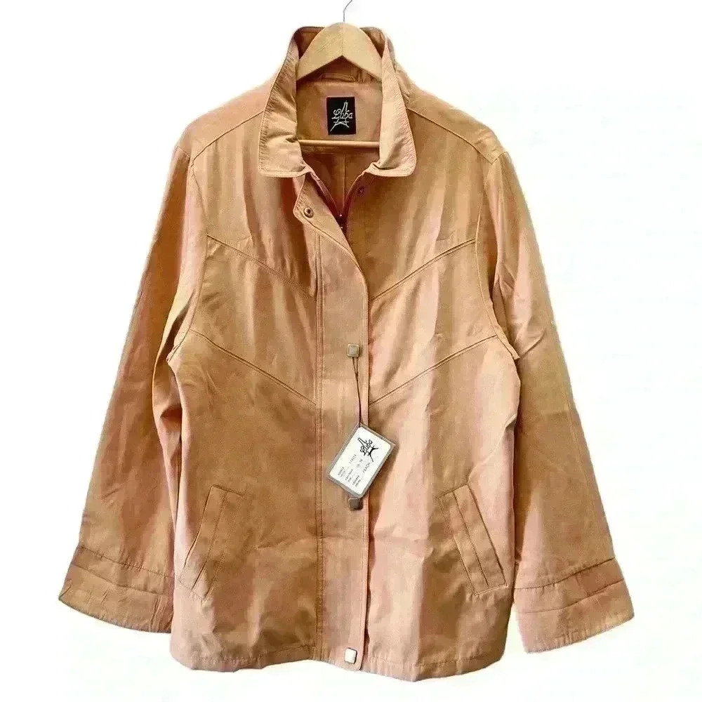 Vintage Luba Trench Coat Lightweight Softshell Jacket Pastel Peach 15/16 NWT